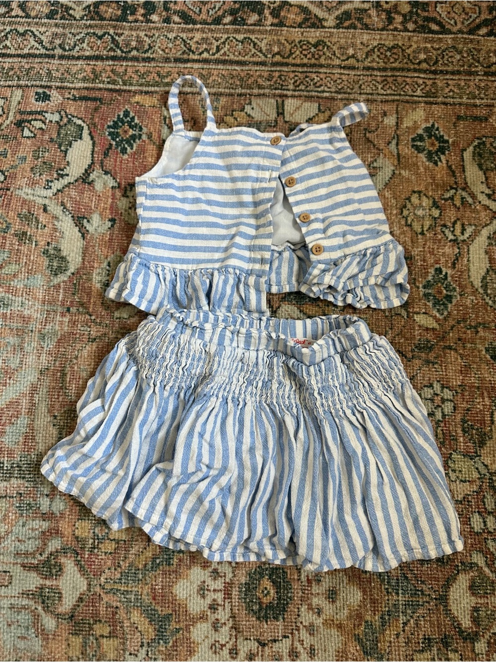 Blue and White Striped Girls' Top and Skort Set